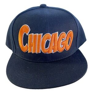 Chicago Cap Hat Adult Snapback Embroidered Blue Orange‎ Polyester Six Flags